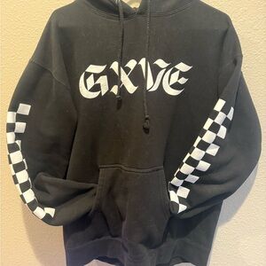 GXVE by Gwen Stefani Black/White Checkered Sleeve Hoodie Unisex L Exc. Cond.